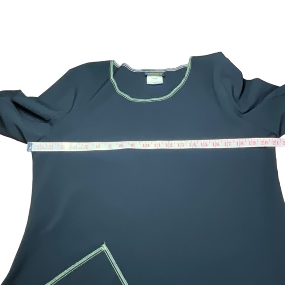 LINDA LUNDSTROM Black Poly / Lycra Stretch Long Sleeve Top Contrast Stitch Sz 12 - Picture 6 of 13